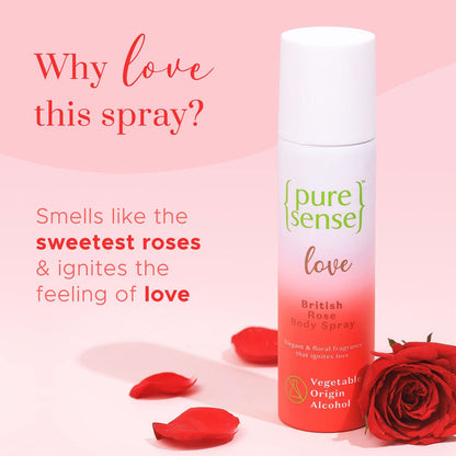 PURE SENSE BRITISH ROSE BODY SPRAY 150ML