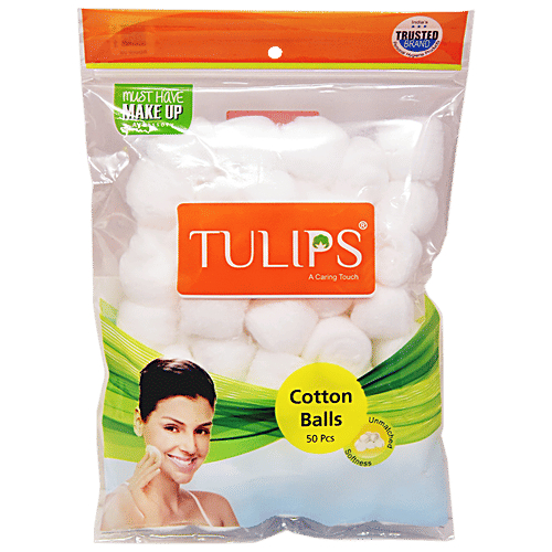 TULIPS COTTON BALLS WHITE 50 PC