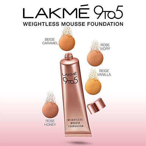 LAKME 9TO5 FOUNDATION WEIGHTLESS MOUSSE 01 ROSE IVORY 6G