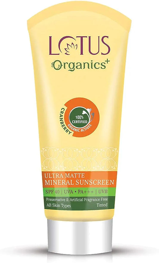 LOTUS ORGANICS ULTRA MATTE MINRAL SUNSCREEN SPF 40 100GM