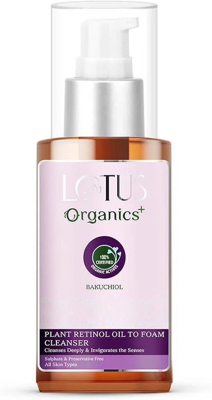 LOTUS ORGANICS PLANT RETINOL OIL TO FOAM CLEANSER 100GM