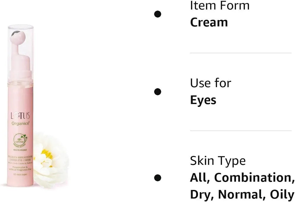 LOTUS ORGANICS PRECIOUS BRIGHTENING UNDER EYE CREAM 15ML