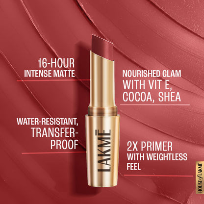 LAKME 9TO5 POWERPLAY PRIMING MATTE LIPSTICK MR4 ROSEATTE RED 3.6G