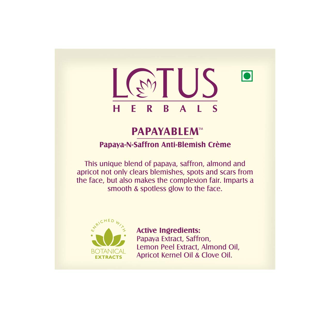 LOTUS HERBALS CREAM PAPAYABLEM 250 GRM