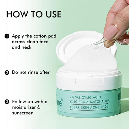 MCAFFEINE ACNE PADS CLEAR SKIN 2% SALICYLIC ACID ZINE PCA & MATCHA TEA