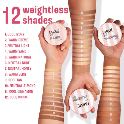 LAKME 9TO5 HYA BEACH EDIT CUSHION FOUNDATION SPF 40 N200 NEUTRAL NUDE 12G