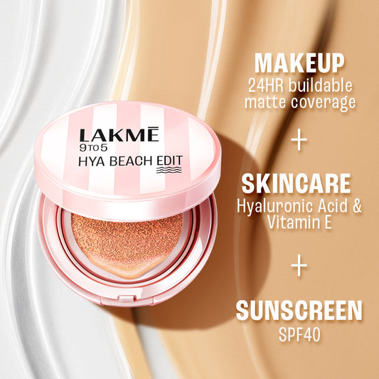 LAKME 9TO5 HYA BEACH EDIT CUSHION FOUNDATION SPF 40 N200 NEUTRAL NUDE 12G