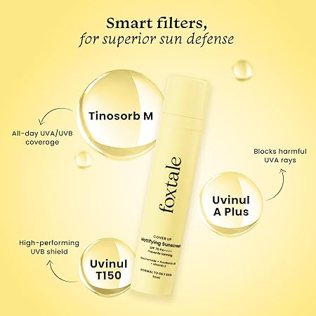 FOXTALE COVER UP MATTIFYING SUNSCREEN SPF 70 PA++++ 50ML