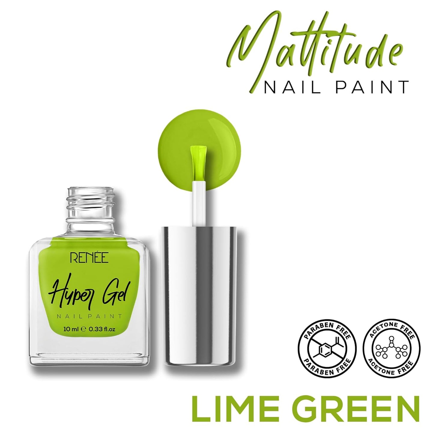 RENEE HYPER GEL NAIL PAINT LIME GREEN 10ML