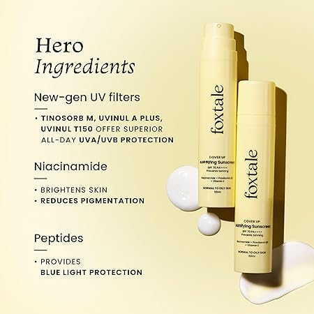FOXTALE COVER UP MATTIFYING SUNSCREEN SPF 70 PA++++ 50ML