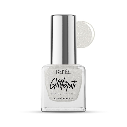 RENEE GLITTERATI NAIL PAINT WHITE SPARKLE 10ML