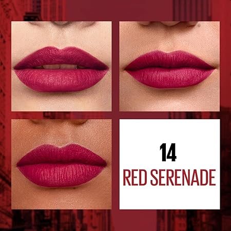 MAYBELLINE SENSATIONAL LIQUID MATTEE LIPSTICK 14 RED SERENA  CSLSLM14