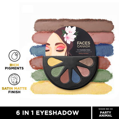 FACES 6 IN 1 EYESHADOW PALETTE 04 PARTY ANIMAL 6G