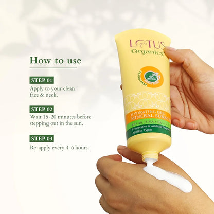 LOTUS ORGANICS HYDRATING GEL MINRAL SUNSCREEN SPF 30 50GM