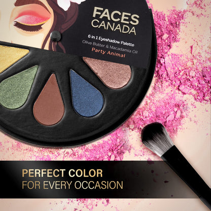 FACES 6 IN 1 EYESHADOW PALETTE 04 PARTY ANIMAL 6G