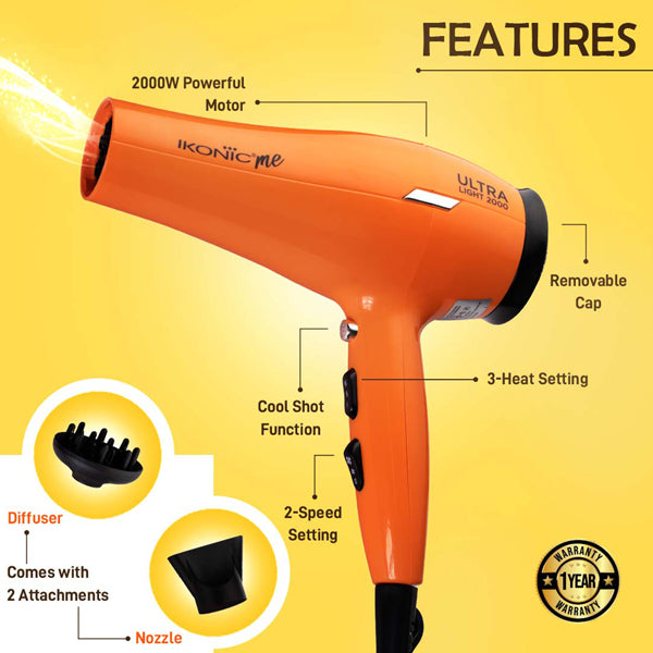 IKONIC PROFESSIONAL HAIR DRYER 2000 ULTRALIGHT