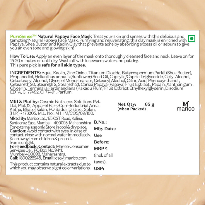 PURE SENSE PAPAYA FACE MASK 65 GM