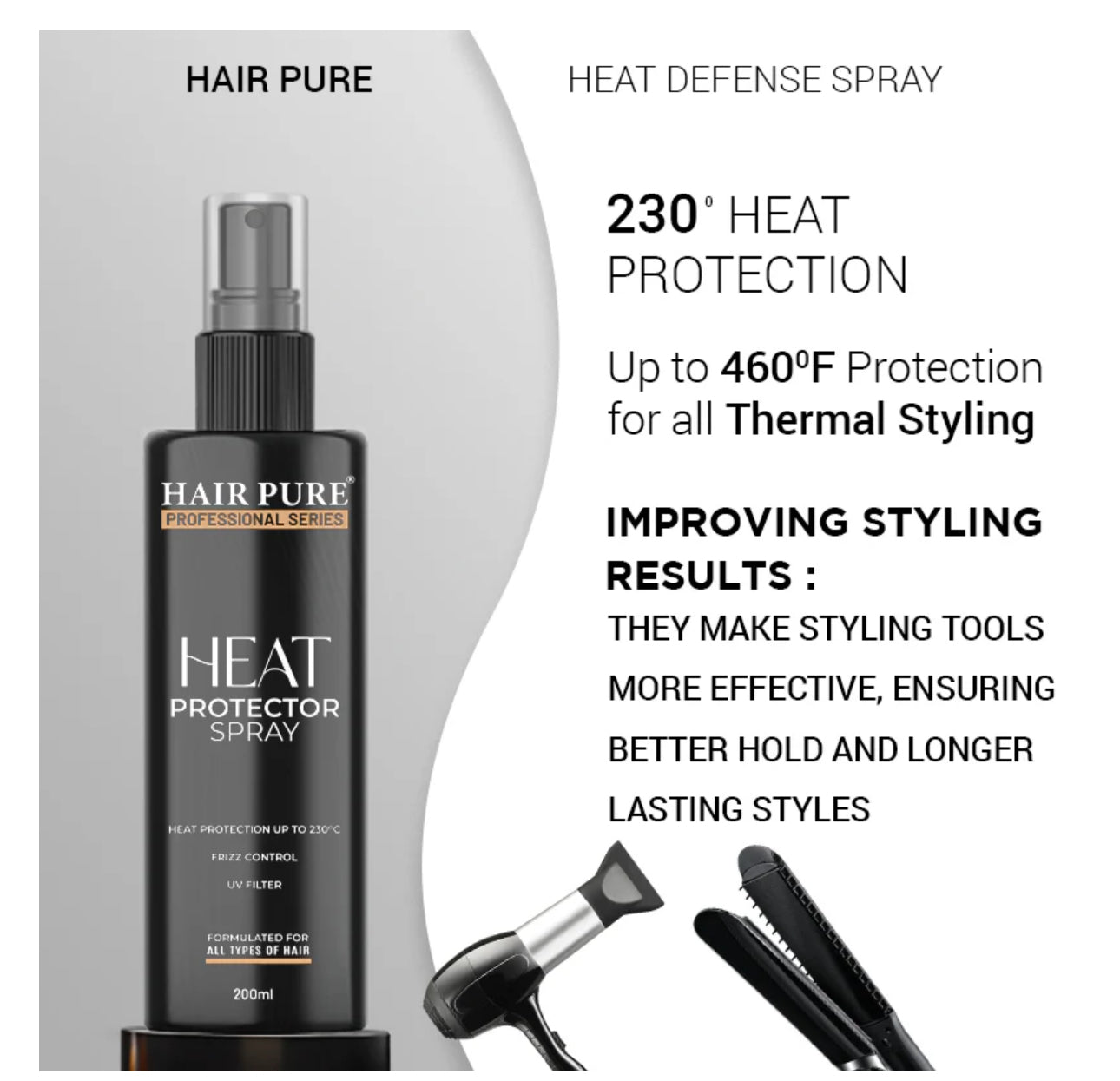 HAIR PURE HAIR SPARY HEAT PROTECTOR 200ML