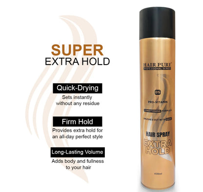 HAIR PURE HAIR SPRAY EXTRA HOLD 430ML