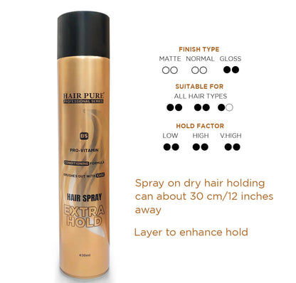 HAIR PURE HAIR SPRAY EXTRA HOLD 430ML