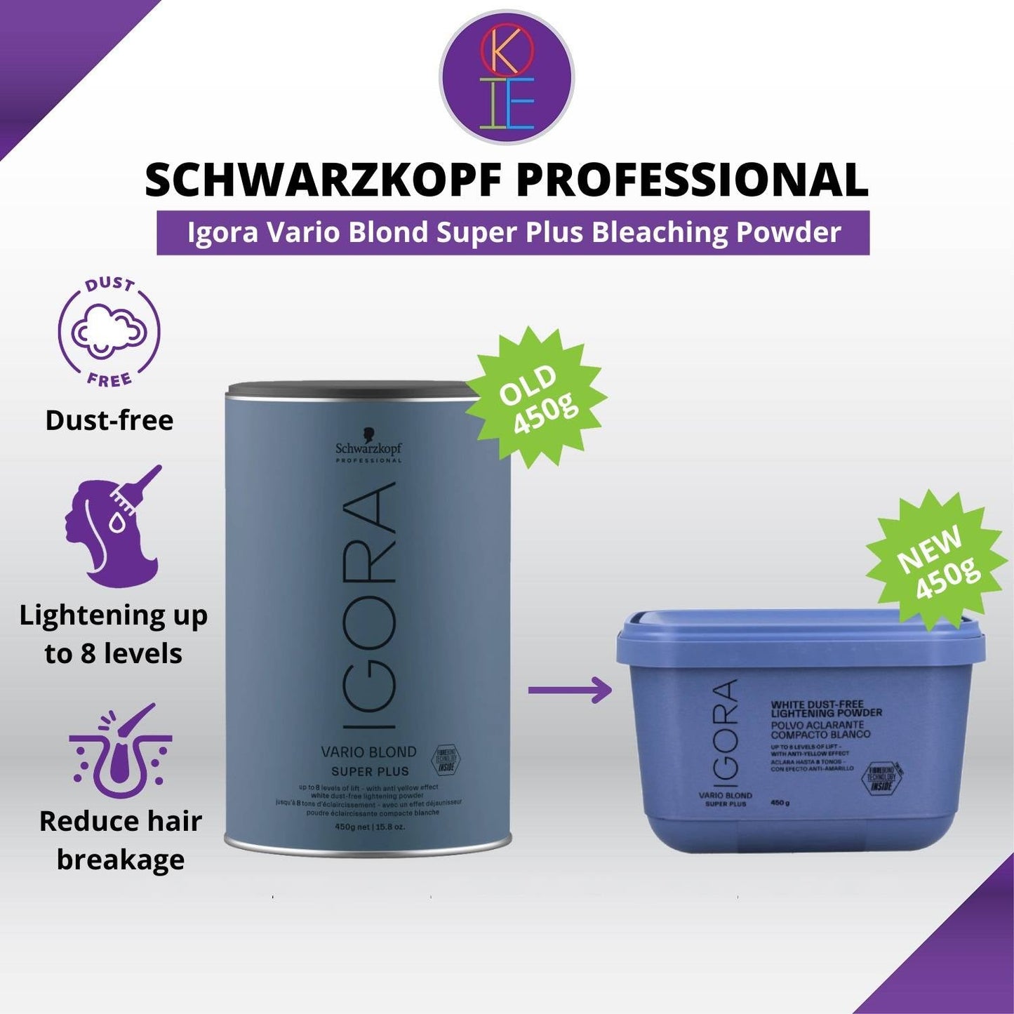 SCHWARZKOPF PROFESSIONAL IGORA VARIO BLOND SUPER PLUS WHITE DUST-FREE LIGHTENING POWDER 450G (T)