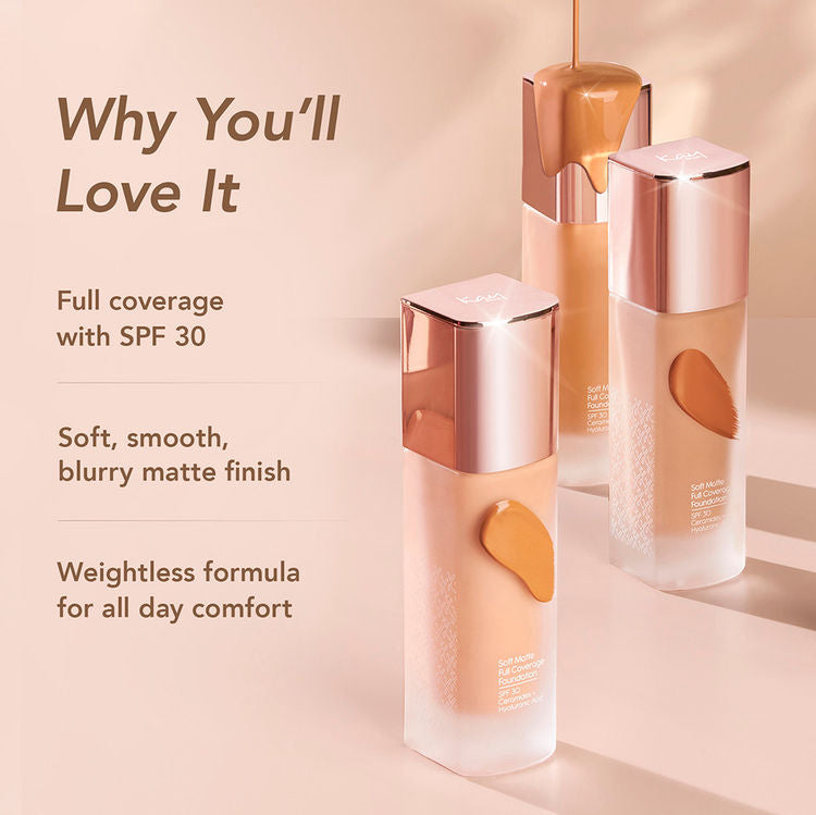 KAY ब्यूटी सॉफ्ट मैट फुल कवरेज फाउंडेशन 110N लाइट 30ML