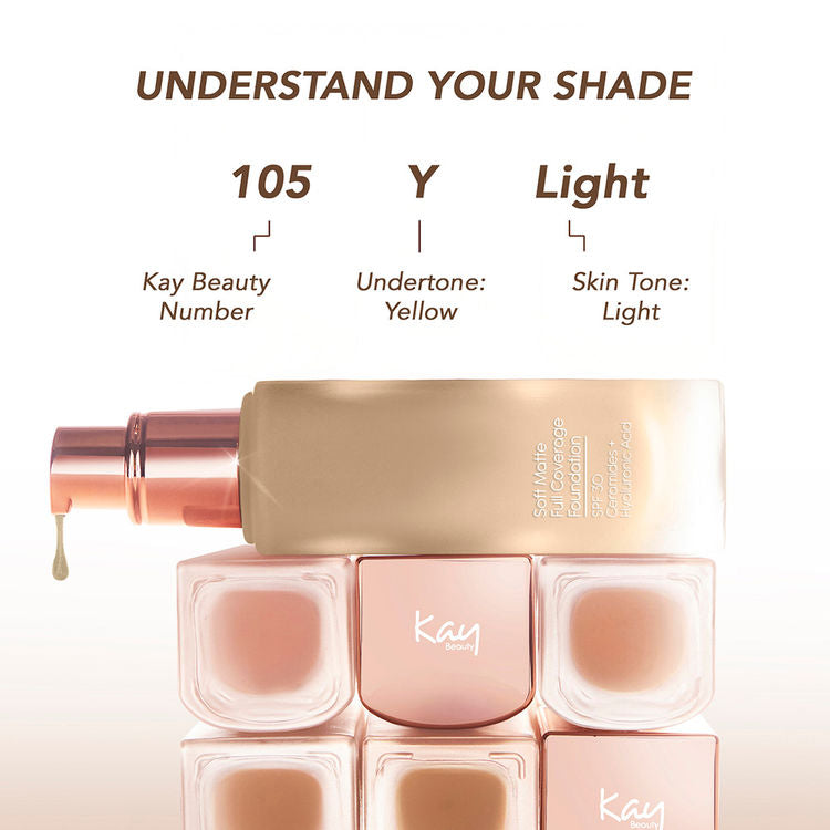 KAY ब्यूटी सॉफ्ट मैट फुल कवरेज फाउंडेशन 105Y लाइट 30ML