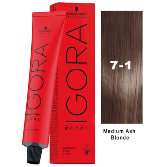 SCHWARZKOPF IGORA ROYAL 7-1 BLOND MOYEN CENDRE 60 ML (T)