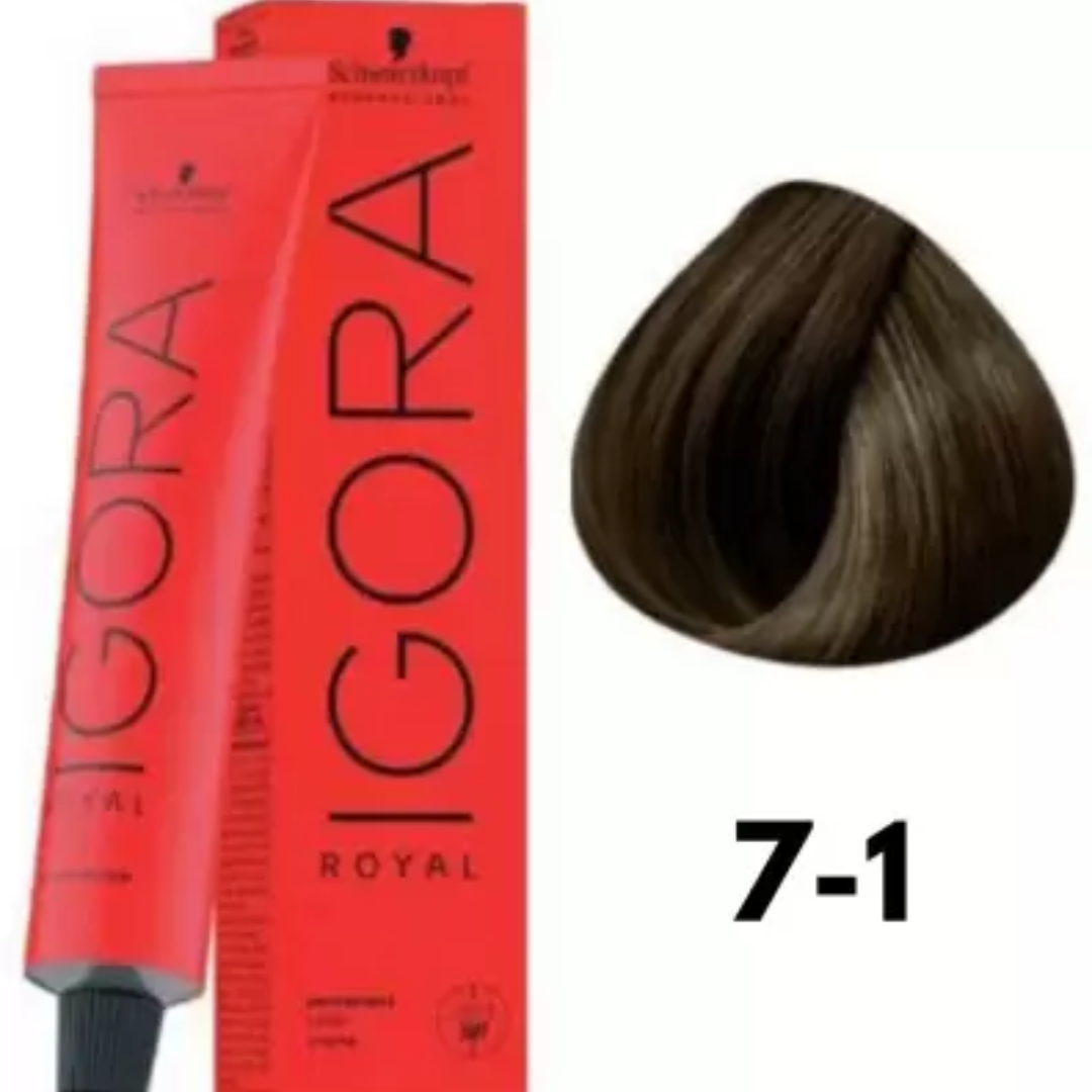SCHWARZKOPF IGORA ROYAL 7-1 BLOND MOYEN CENDRE 60 ML (T)