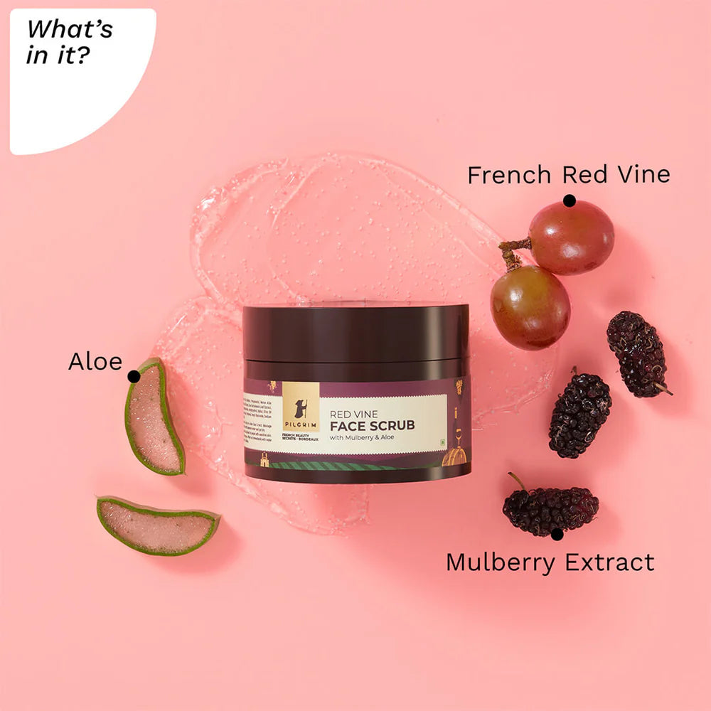 PILGRIM RED VINE WITH MULBERRY AND ALOE FACE SCRUB 50GM