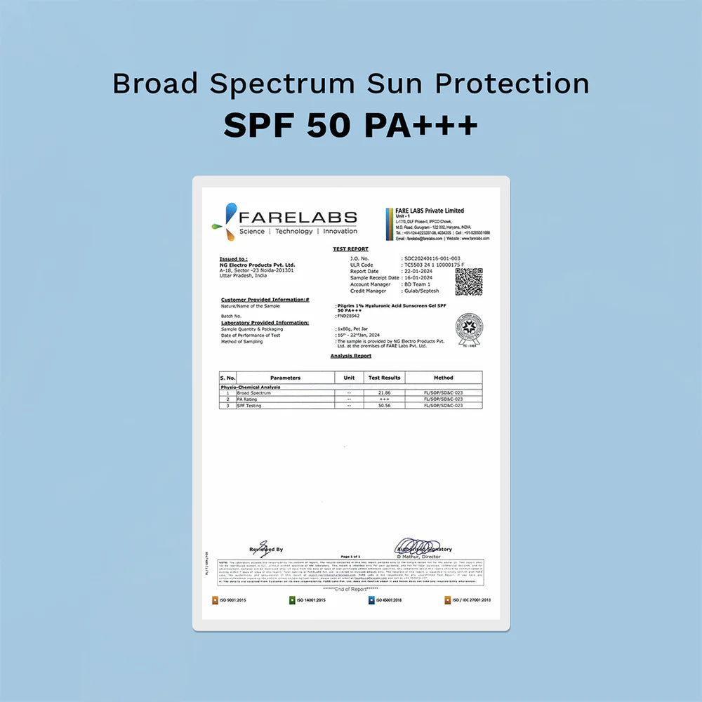 PILGRIM SPF 50 1% HYALURONIC ACID 50GM