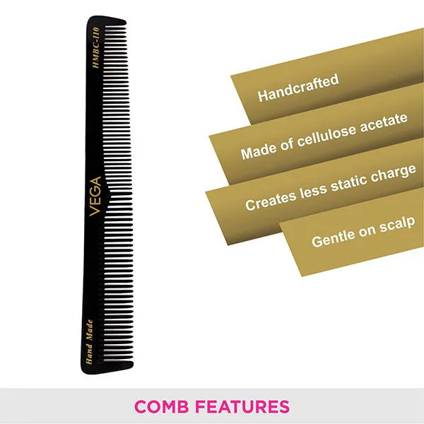 VEGA HANDMADE BLACK HAIR COMB HMBC 110
