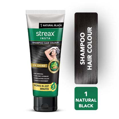 STREAX INSTA SHAMPOO HAIR COLOUR TUBE 01 NATURAL BLACK