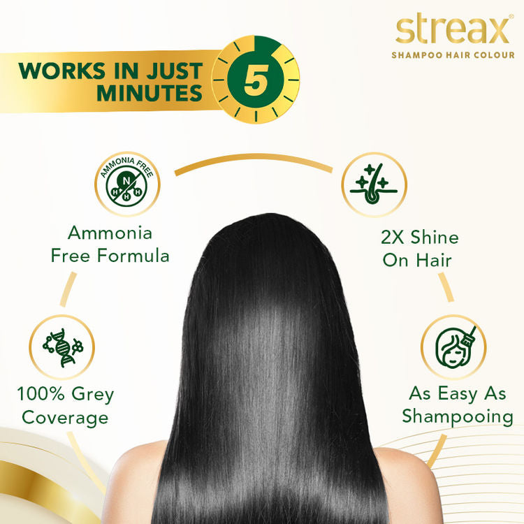 STREAX INSTA SHAMPOO HAIR COLOUR TUBE 01 NATURAL BLACK