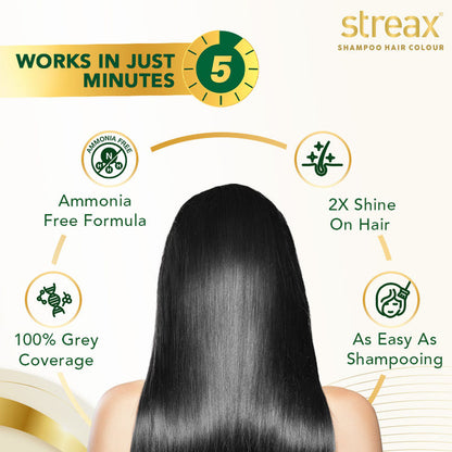 STREAX INSTA SHAMPOO HAIR COLOUR TUBE 01 NATURAL BLACK