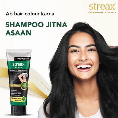 STREAX INSTA SHAMPOO HAIR COLOUR TUBE 01 NATURAL BLACK