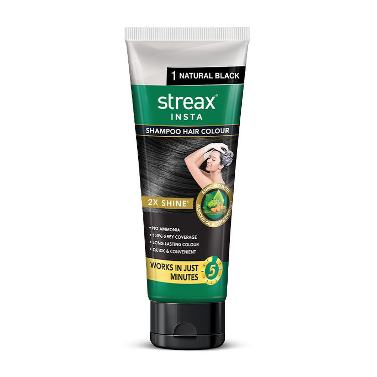 STREAX INSTA SHAMPOO HAIR COLOUR TUBE 01 NATURAL BLACK