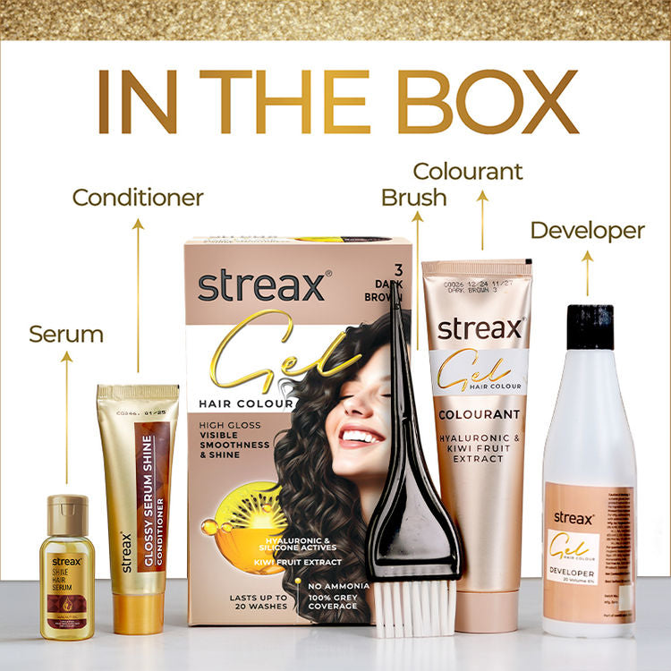 STREAX HAIR COLOUR GEL 3 DARK BROWN 30G