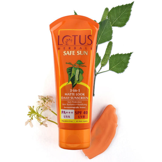 LOTUS HERBALS SAFE SUN 3-IN-1 MATTE LOOK DAILY SUNSCREEN SPF 40 UVB PA+++ UVA 50G