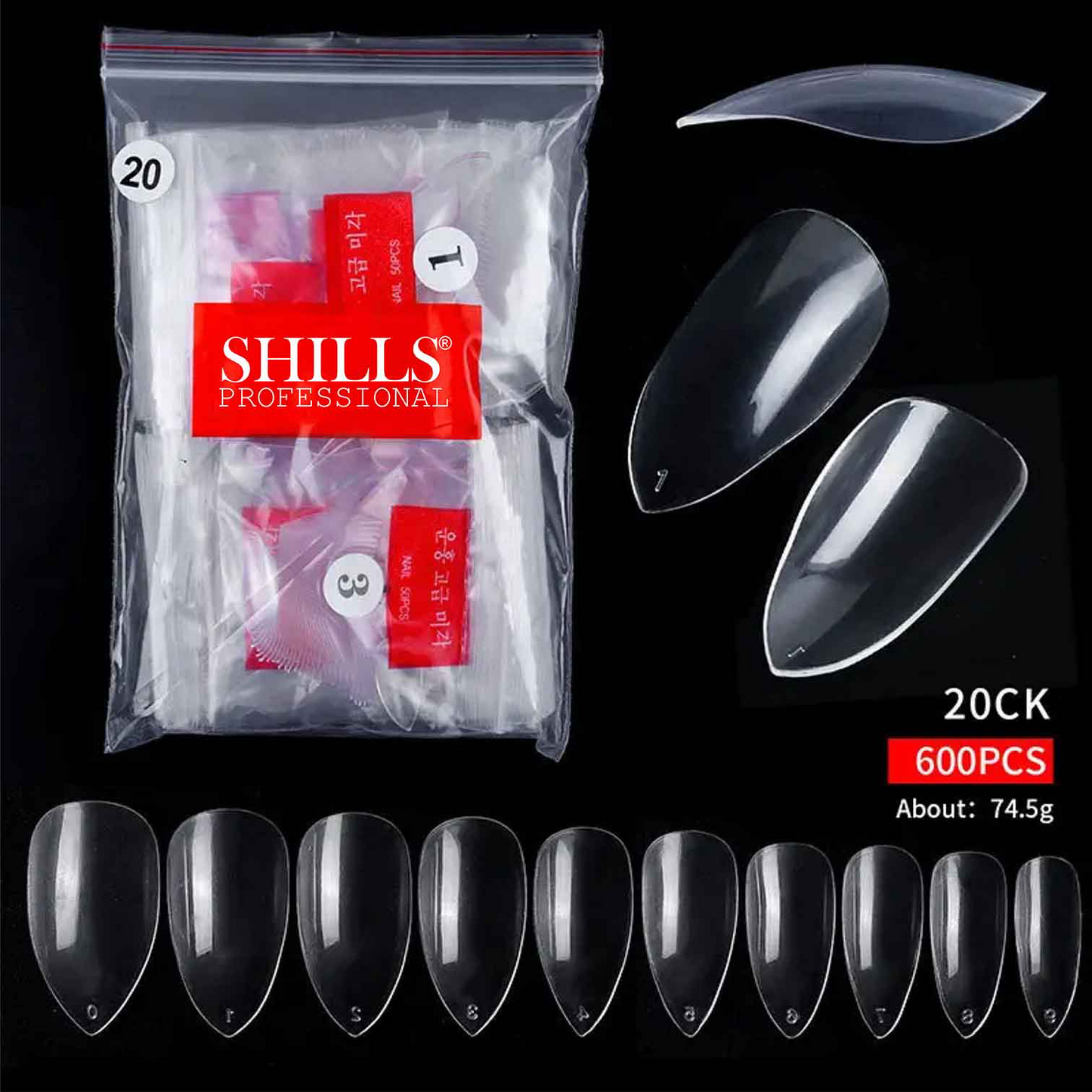SHILLS NAIL TIPS PEN POINTED NATURAL