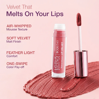 LOTUS MAKEUP ECOSTAY LIP VELVET MATTE LIP COLOR WITH RETINOL ELM09 VELVET BLISS