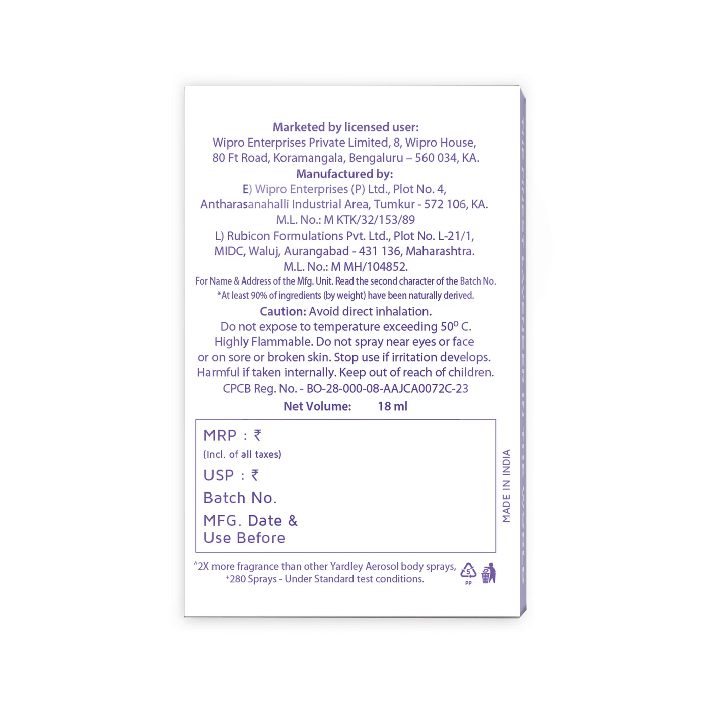 YARDLEY DEO COMPACT ENGLISH LAVENDER 18ML
