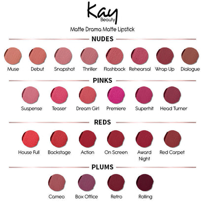 KAY BEAUTY MATTE DRAMA MATTE LIPSTICK SNAPSHOT 4.2G