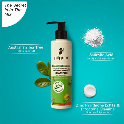 PILGRIM AUSTRALIAN TEA TREE NON-DRYING ANTI-DANDRUFF SHAMPOO 200ML