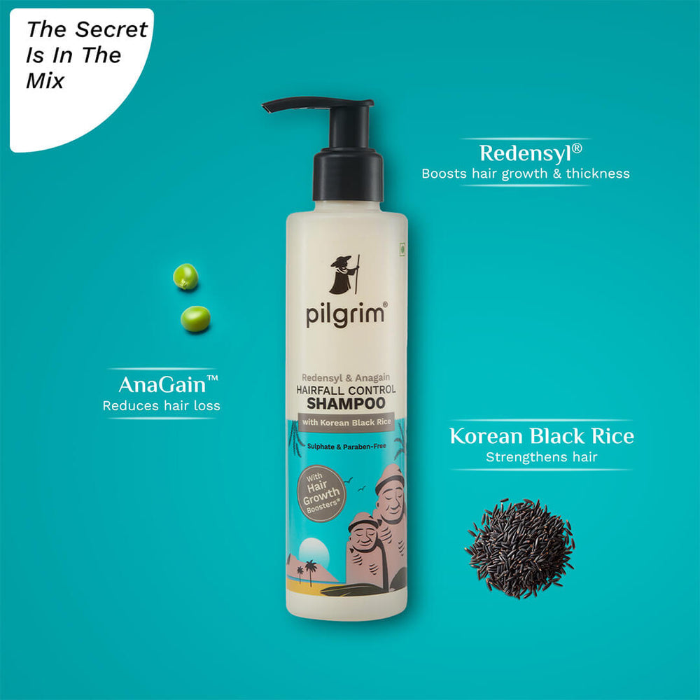 PILGRIM REDENSYL & ANAGAIN HAIRFALL CONTROL SHAMPOO WITH KOREAN BLACK RICE 200ML