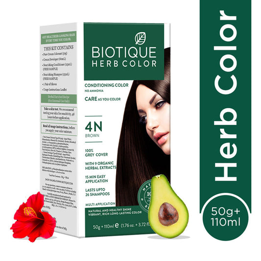 BIOTIQUE HERBCOLOR 4N BROWN 50G + 110ML