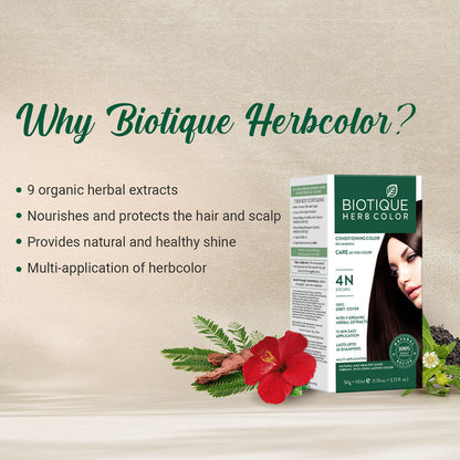 BIOTIQUE HERBCOLOR 4N BROWN 50G + 110ML