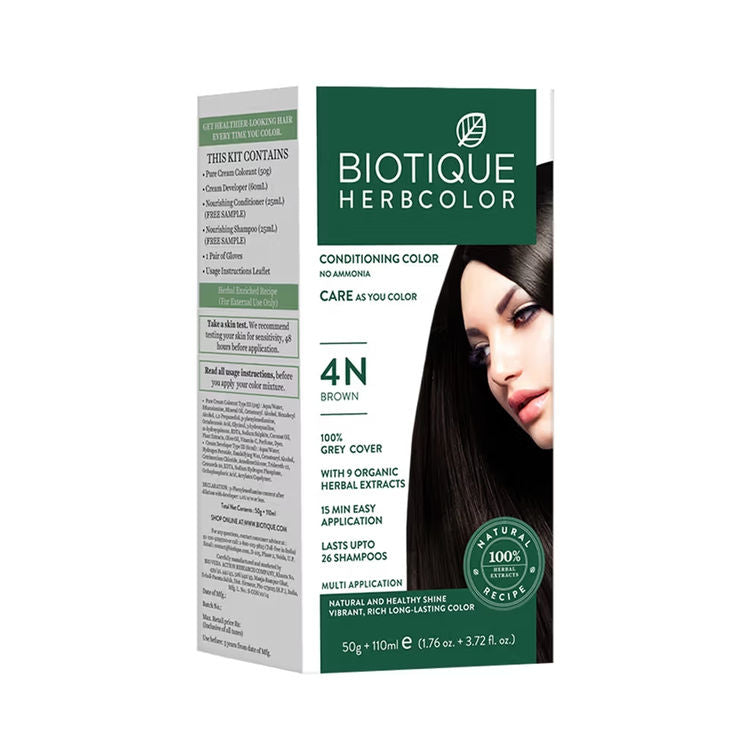 BIOTIQUE HERBCOLOR 4N BROWN 50G + 110ML