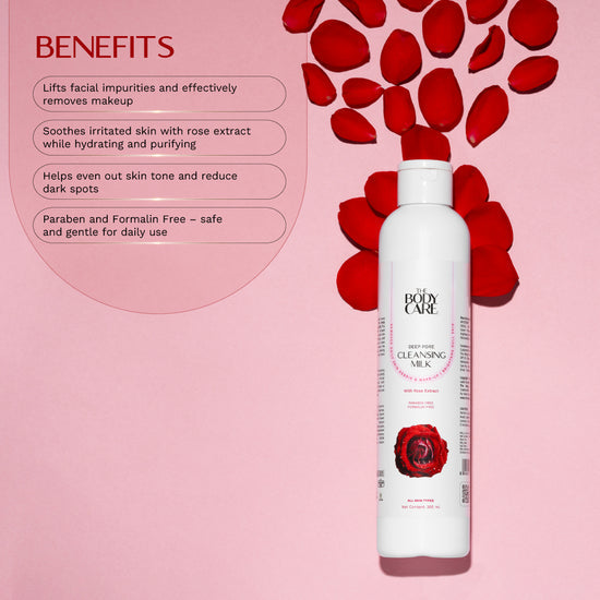 बॉडी केयर डीप पोर्स क्लींजिंग मिल्क विद रोज़ एक्सट्रेक्ट 300 एमएल