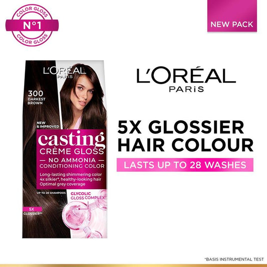 LOREAL CASTING CREME GLOSS NO AMMONIA 300 DARKEST BROWN 87.5G+72ML
